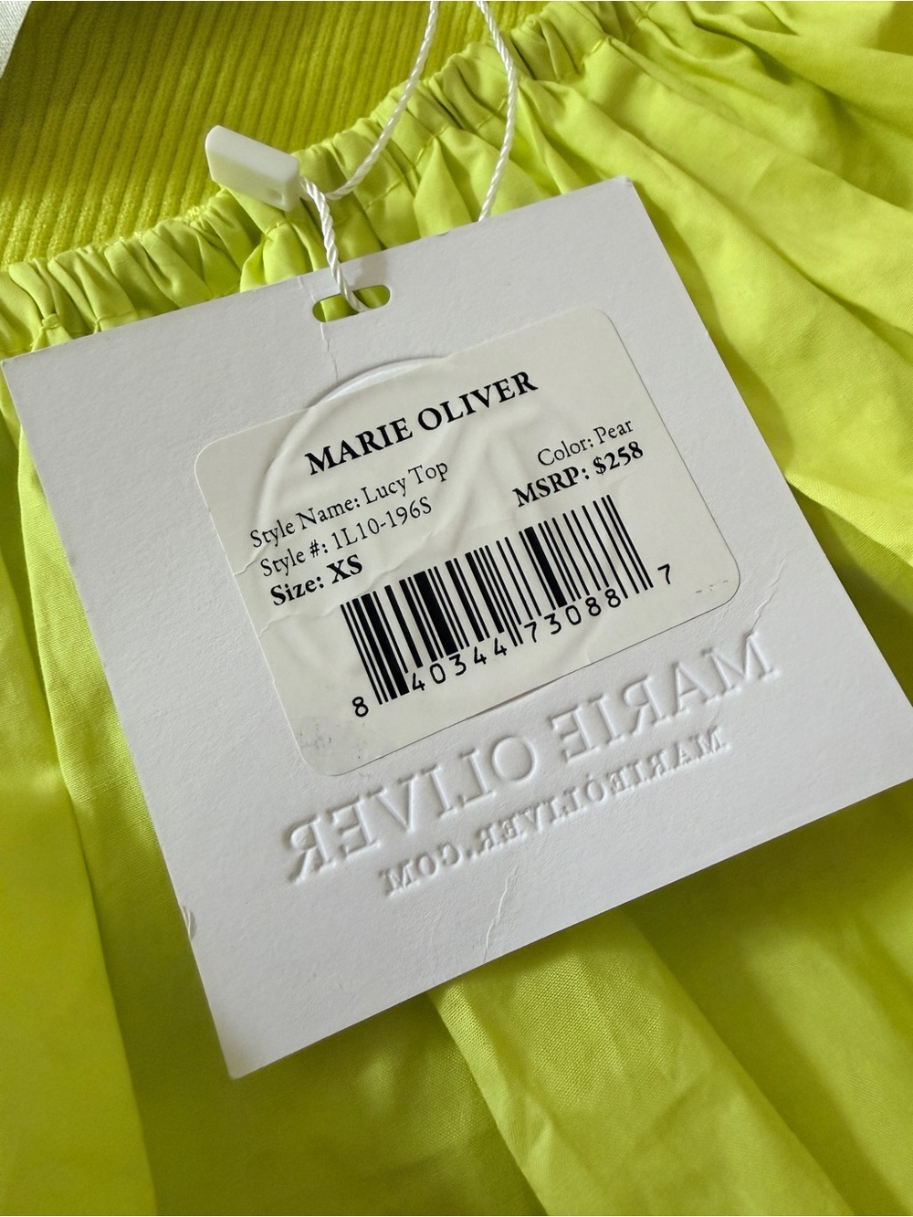Marie Oliver Neon Pear One-Shoulder Ruffle Top - Picture 2 of 4